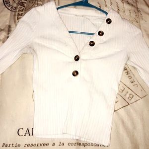 White cropped button up blouse